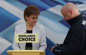 FILE PHOTO: Scotland's First Minister Nicola Sturgeon and her husband Peter Murrell attend a rehearsal of her SNP Campaign Conference speech, due to be broadcast on Monday, in Glasgow, Scotland