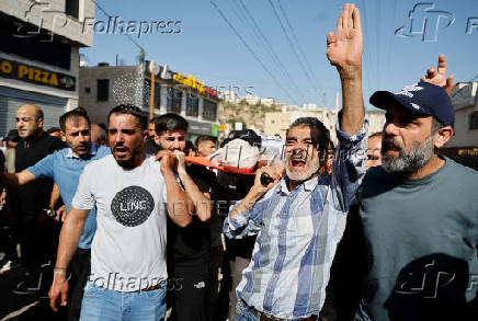 Funeral for Palestinians killed in an Israeli airstrike, in Tubas