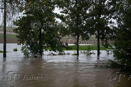 A view shows a a flooded area along the river Grosse Gusen after heavy rainfalls, near Engerwitzdorf