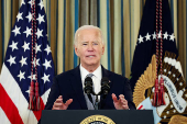 U.S. President Joe Biden delivers remarks on securing 235 judicial confirmations, at the White House