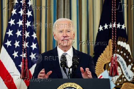 U.S. President Joe Biden delivers remarks on securing 235 judicial confirmations, at the White House