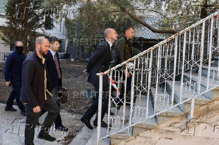 French Foreign Minister Jean-Noel Barrot walks as he visits the French Embassy in Damascus