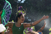 Unofficial kick off of Rio's Carnival with the weed block parade in Rio