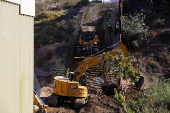 Construction to replace primary fence on the Mexico-U.S. border, as seen from Tijuana