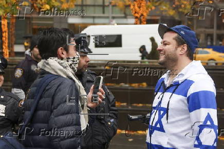 Students protest in support of the Palestinian people, in New York