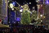 Christmas lights are illuminated in Ljubljana