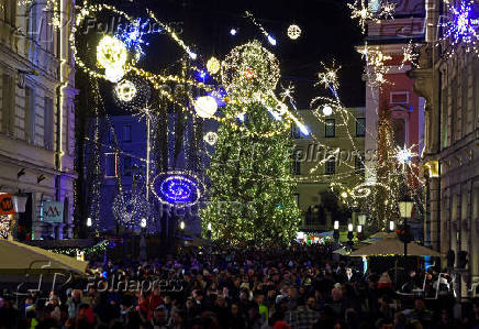 Christmas lights are illuminated in Ljubljana