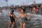 Polar Bear swim marking New Year's Day, at Coney Island in New York City