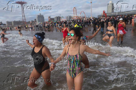 Polar Bear swim marking New Year's Day, at Coney Island in New York City