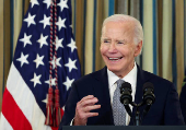 U.S. President Joe Biden delivers remarks on securing 235 judicial confirmations, at the White House