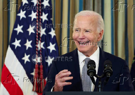 U.S. President Joe Biden delivers remarks on securing 235 judicial confirmations, at the White House