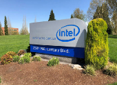 FILE PHOTO: A sign is seen outside the Intel corporate campus in Hillsboro