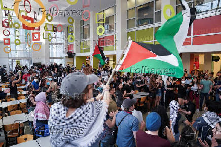 People demonstrate at Emory University in support of Palestinians, in Atlanta