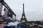 Preparativos para a cerimnia de abertura dos Jogos  de Paris