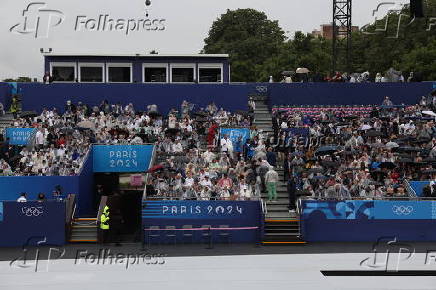 Preparativos para a cerimnia de abertura dos Jogos  de Paris