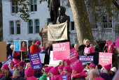 Demonstrations as British lawmakers debate assisted dying law, in London