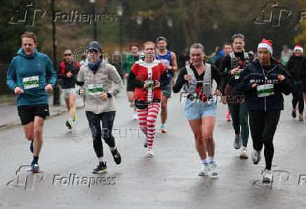 Santa run at Battersea Park in London