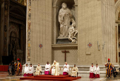 Pope Francis presides over the Vespers prayer service in St. Peter's Basilica at the Vatican