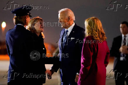 U.S. President Joe Biden arrives at Joint Base Andrews