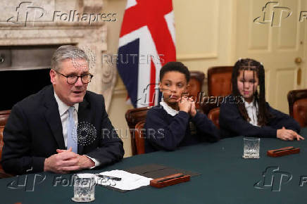 Britain's Prime Minister Keir Starmer talks to CBBC Newsround viewers in London