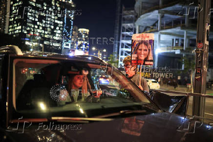 Supporters of Israeli hostages, kidnapped during the deadly October 7 2023 attack by Hamas, demand a deal as they protest amid ongoing negotiations for a ceasefire in Gaza, in Tel Aviv