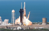A SpaceX Falcon Heavy rocket lifts off with the next-generation series of geostationary weather satellites for NASA and NOAA