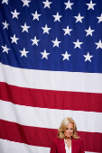 U.S. President Biden attends a dinner with U.S. service members and their families ahead of Thanksgiving at U.S. Coast Guard Sector New York on Staten Island