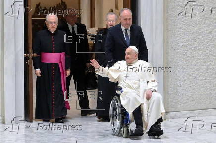 Pope Francis leads Wednesday's general audience in Vatican City