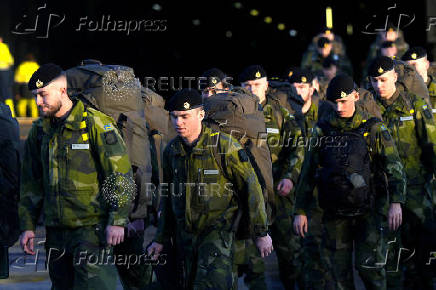 Swedish troops of NATO Multinational Brigade Latvia arrive in Riga port