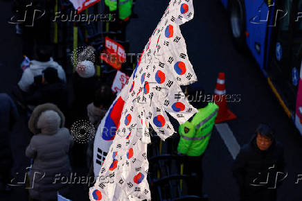 Pro-Yoon protesters rally near impeached South Korean President Yoon Suk Yeol's official residence in Seoul