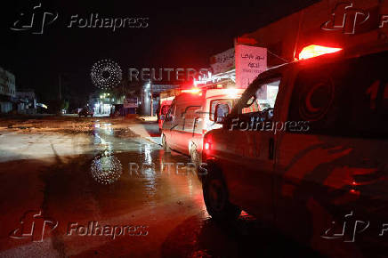 Ambulances are pictured in Tulkarm