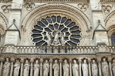 French President Macron visits Notre-Dame in Paris