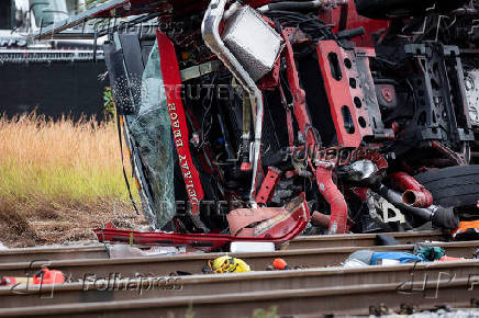 Brightline passenger train collides with fire truck on railtracks in Delray Beach