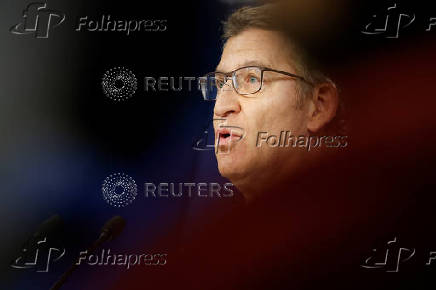 People's Party leader NunezFeijoo reacts to Spanish Prime Minister Sanchez announcement to suspend public duties