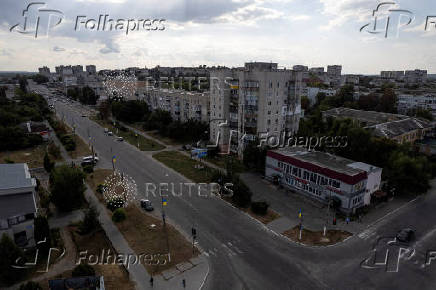 FILE PHOTO: View shows the central part of the Balakliia town