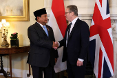 Indonesia's President Subianto meets British PM Starmer, in London