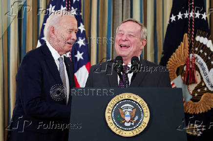 U.S. President Joe Biden delivers remarks on securing 235 judicial confirmations, at the White House