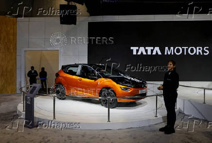 FILE PHOTO: Tata Motors' Altroz Racer is seen on display at Bharat Mobility Global Expo organised by India's commerce ministry at Pragati Maidan in New Delhi