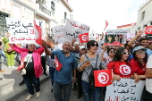 Tunisia's Free Destourian Party supporters protest for release of party leader Abir Moussi