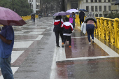 Forte chuva no Viaduto Santa Ifignia em SP