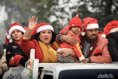 Pakistan's Christian minority dressed up as Santa hold rally in Peshawar