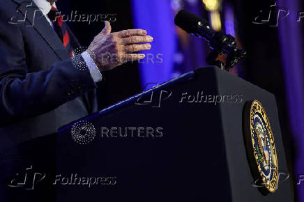 U.S. President Biden speaks at an International Brotherhood of Electrical Workers conference in Washington