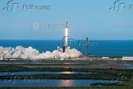 A SpaceX Falcon Heavy rocket lifts off with the fourth satellite of the next-generation series of geostationary weather satellites for NASA and NOAA, in Cape Canaveral
