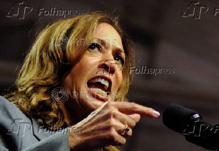 Democratic presidential nominee and U.S. Vice President Kamala Harris attends a campaign event in Madison