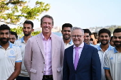 Australian PM Albanese receives Australian and Indian men's cricket teams at Kirribilli House in Sydney