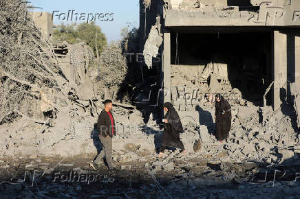 Site of an Israeli strike on a house, amid the Israel-Hamas conflict, in Al Maghazi refugee camp in the central Gaza Strip