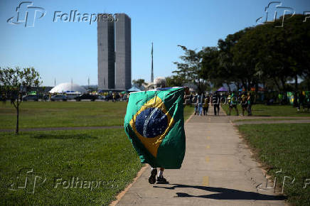 Manifestantes protestam a favor do governo Bolsonaro (DF)