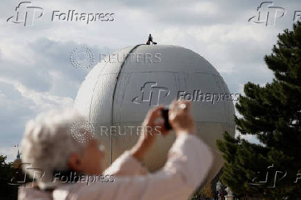 The Paris 2024 Olympic Games cauldron during its dismantling in the Tuileries Gardens in Paris