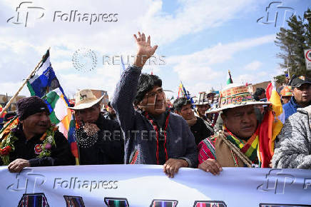 Bolivia's former President Morales leads a march against Bolivia's President Arce and his government