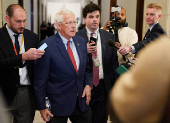 Meeting with Pete Hegseth, President-elect Donald Trump's nominee for defense secretary on Capitol Hill in Washington